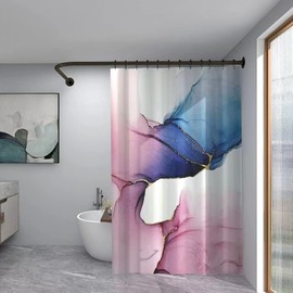 Stainless Steel 304 L Shape No Drill Shower Curtain Rod - 60"x30", Black