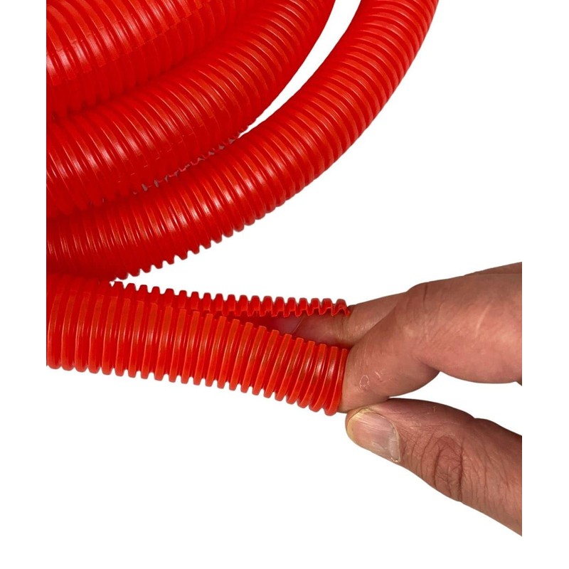 PE Red Corrugated Conduit Flexi Pipe Tube Split 23mm -