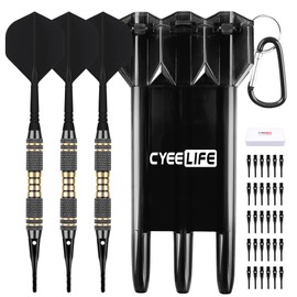 CyeeLife Darts with Plastic Tip, Dart Darts Set, 3 Pieces Plastic Darts for Electronic Dartboard with 30 Soft Dart Tips and Storage Box, 18 g Professional Soft Darts