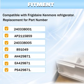 HECASA 240338001 AP2115859 240338005 Refrigerator Door Shelf Compatible with Frigidaire Kenmore Refrigerator 891049 AH429871 EA429871 PS429871 Replacement only ABS Plastic White Door Bin Shelf Rack