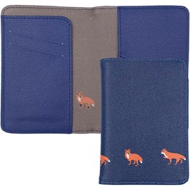 Porta Pasaporte, Porta Pasaporte y Visa, Cuero de PU de Alta Calidad Espacio para Tarjetas y Boletos, Pasaporte Funda para Mujer y Hombre (Zorro Azul Marino）