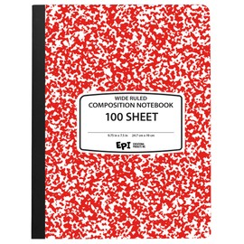 EPI Wide Ruled Marble Composition Notebook, Red, 100 Sheet, 12-Pack