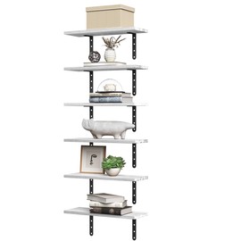 Lavish Home Floating Shelves - Set of 6 Shelves for Living Room, Kitchen, Bedroom, or Bathroom Decor - Wood Floating Shelves for Wall - Farmhouse Wall Décor (White)