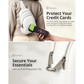 Vantamo Crossbody Bags for Women: RFID Blocking Vegan Leather Sling Bag with Anti-Pickpocket Clip - Trendy & Compact, Secure Style for Everyday Use with Peace of Mind Promise -3 Sizes, 6 Colors