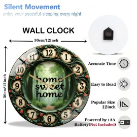 12 Inch Round Wall Clock with Luminous Hands and Markers for Low-Light Visibilitysheet size: 12 in, color: White