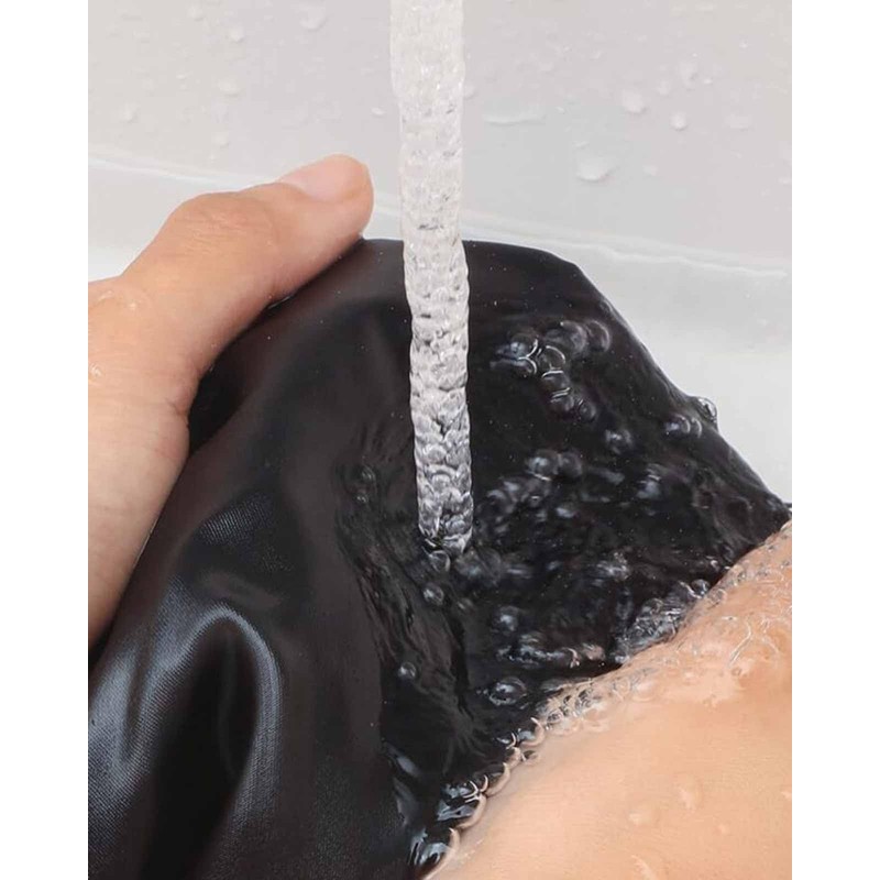 Black Large Shower Cap for Women Long Hair, Reusable Waterproof