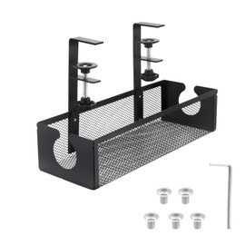 Beowanzk Under Desk Cable Management, Cable Management for Managing Plug Cables and Power Cords, Cable Tidy for Bedroom, Living Room, Office, Internet Cafe, No Need to Punch Holes (Black)