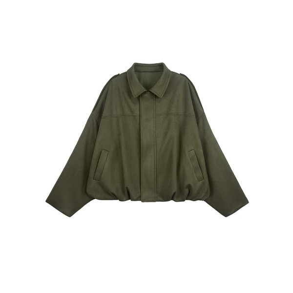 Skoinvb Womens Bomber Jacket Faux Suede Casual Cropped Pilot Coat