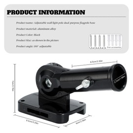 YMWALK Premium Fahnenmasthalter aus Aluminium, Verstellbarer Flaggenmast-Halterung für Wandmontage, 1" Durchmesser. Perfekt für Fahnendekoration. (Black)