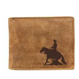 FFelsenfest Wallet with Cowboy Motif, RFID Protection, Approx. 12.5 x 10 x 2.5 cm, brown, coin purse
