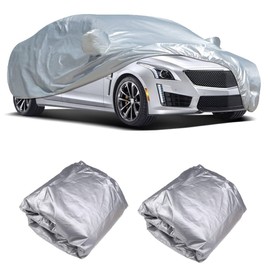 VISLONE Sedan Car Cover, Full Size Car Cover, Waterproof, Sunscreen, Heat Protection, Dustproof, Anti-UV, Scratch-Resistant, Windproof (4.7 x 1.8 x 1.5 m)