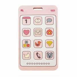 CUACUA BABY | Mordedera En Forma De Teléfono | Esquinas Con Diferentes Texturas Sensoriales | Silicon Grado Alimenticio Y Madera | Alivia Dolor En Encías Y Dientes