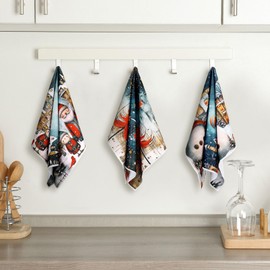 Bencailor 6 Pcs Christmas Kitchen Towels Absorbent Soft Microfiber Farmhouse Dish Towels and Dishcloths Sets 16x24Inch Winter Christmas Hand Towels for Housewarming Gift (Multicolor,Elk)