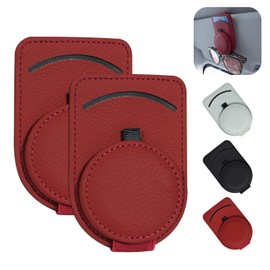 YONGMING Soporte universal para anteojos de sol para automóvil, soporte de piel para anteojos, anteojos de sol, soporte universal para tarjetas, billetes, tarjetas de crédito, almacenamiento de clip, paquete de 2