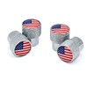 USA Universal Valve Stem Caps - Shiny Chrome Knurling