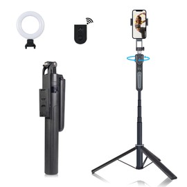 Extendable Auto Face Tracking Tripod Phone Stand, 360° Rotation Phone Tripod Stand with Light Tripod with Wireless Remote Cell Phone Smart Cameraman Shooting for Video, Vlog, Live Stream