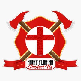 St Florian Patron Saint of Firefighters Shield Catholic Sticker Bumper Sticker Vinyl Decal 5"