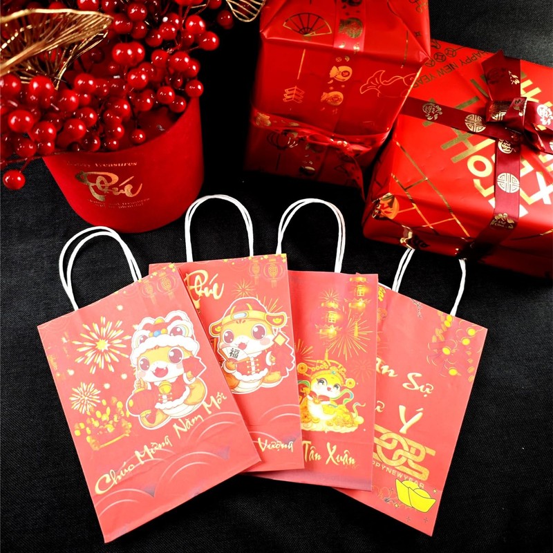 LOONELO Vietnamese New Year Party Favor Bags, 12pcs 2025 Snake