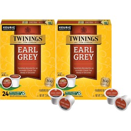 Twinings Earl Grey Black Tea K-Cup Pods for Keurig, 24 Count (Pack of 2), 48 Total, Flavoured with Citrus and Bergamot, Caffeinated, Enjoy Hot or Iced