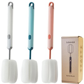 Bottle Brush Long Handle Cup Cleaner Brush Sponge Bottle Scrubber Detachable Handle Portable Sponge Cleaning Brush for Cups Wine Glasses Water Bottles