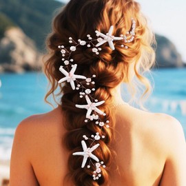 Atigy Starfish Wedding Headband Silver Beads Bridal Headpiece Mermaid Beach Hair Accessories for Women (Rose Gold, One Size)