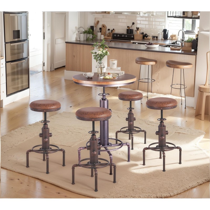Topower Industrial Bar Table 31.5-41.3" Adjustable Pub Table Kitchen Dining