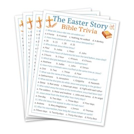 4x6 Inches Bible Trivia Game Card - Set Of 20 The Easter Story Game For Family & Friends - Double Sided Easter Bible Game Card With 1 Answer Card - Easter Christian Party Activities & Supplies - A01