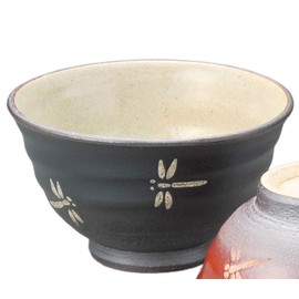 Mino Ware 44905234 Rice Bowl, Commercial Use, Made in Japan, 4.7 x 2.8 inches (12 x 7 cm), Dragonfly Rice Bowl (Green)