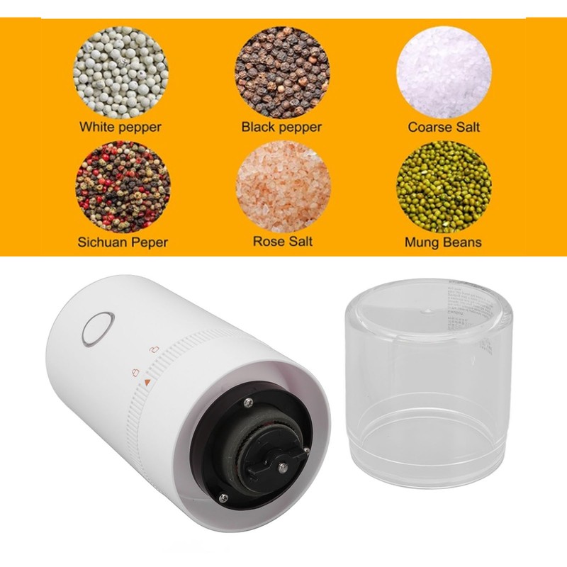 Electric Pepper Grinder Adjustable Coarseness USB Rechargeable Automatic Spice Mill