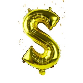 Gold Letter “S” Balloons 16 Inch, Mylar Foil Letter Alphabet, Hanging, Reusable for girls boys adults Birthday,Surprise,Wedding, Celebration, Sports Party Event Decoration Supplies