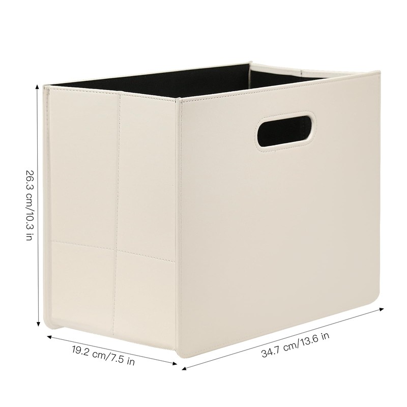 HofferRuffer Leather Newspaper Basket with Handle, Collapsible Magazine Basket Stand,