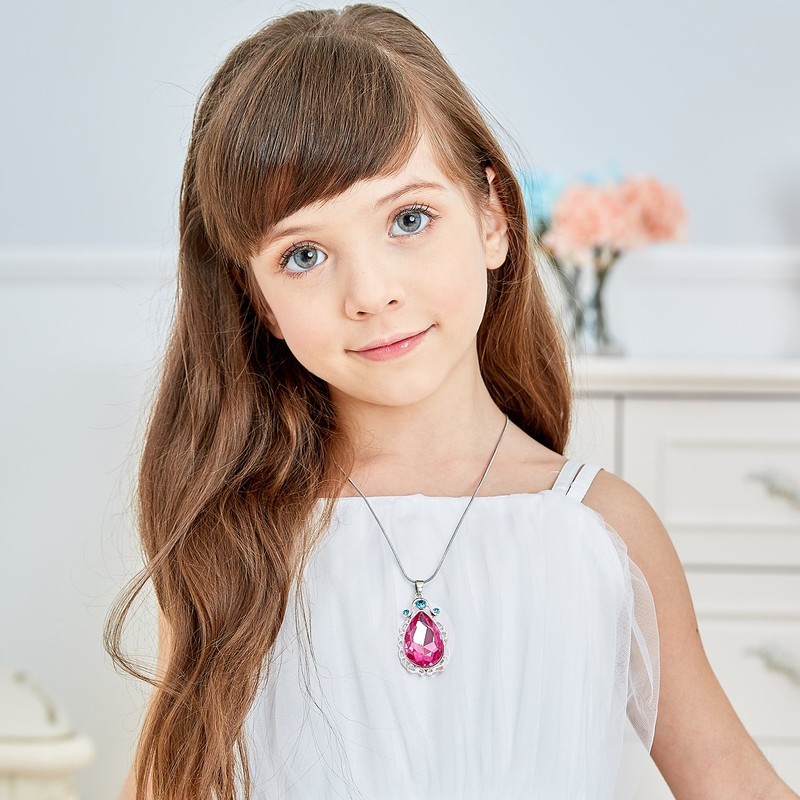 2 Pcs Sofia The First Amulet and Elena Princess Necklace