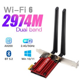 AX200 WiFi 6 PCI-E WiFi Card(AX3000) Desktop WiFi BT5.2 PCIe Gaming Wireless Network Adapter 3000Mbps 802.11AX AX200 Dual Band MU-MIMO for PC Windows 10/11