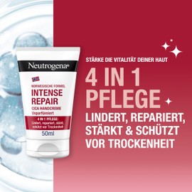 Neutrogena Intense Repair Cica Hand Cream (50 ml), Unscented Hand Cream for Very Dry Hands with 45% Glycerine & Centella Asiatica, Nourishing Moisturising Cream for Extremely Dry, Itchy Hands