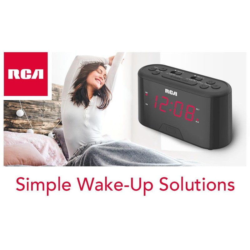 RC551 Digital Clock Radio, Black; Dual Wake Alarm, Sleep Timer,