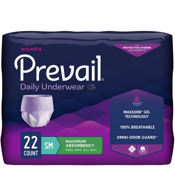 Prevail Incontinence Protective Underwear for Women, Maximum Absorbency, Small, 22 Count