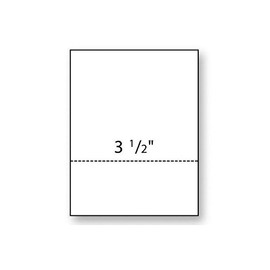 8-1/2'' x 11" Laser Cut Sheet, 24# White Stock, 1 Horizontal Perforation 3-1/2" from Bottom (Carton of 2500)