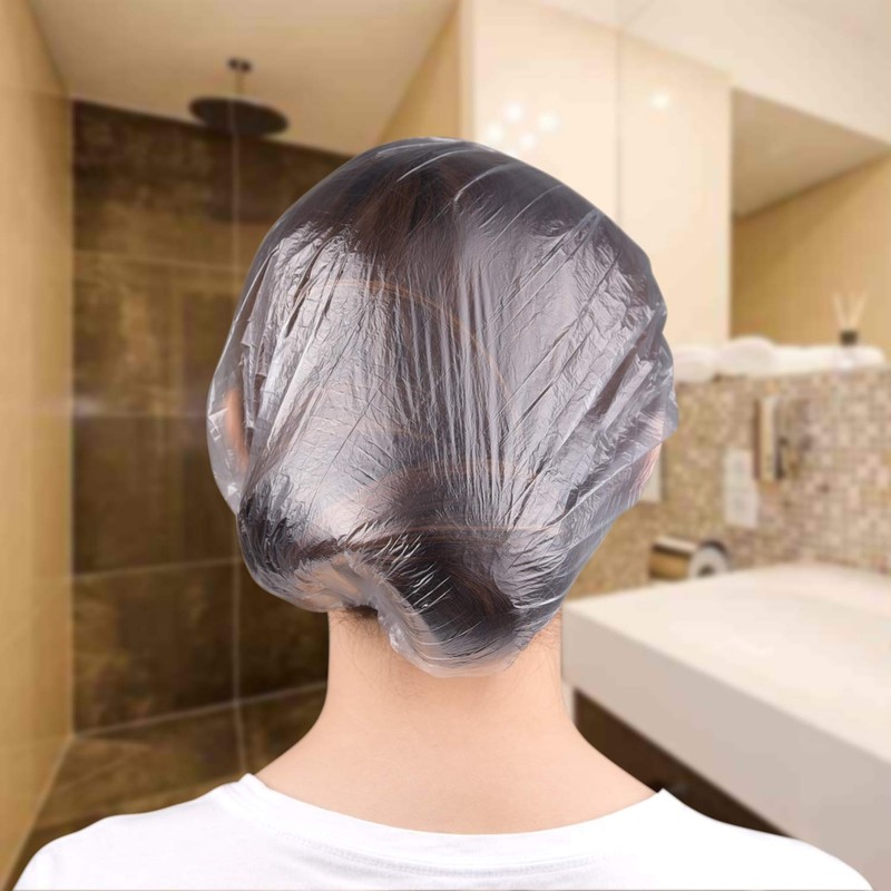 TUPARKA 120 Pcs Disposable Shower Caps Plastic Elastic Bath Cap
