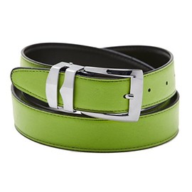 Concitor Reversible Belt Bonded Leather Removable Silver-Tone Buckle LIME GREEN/Black 36