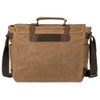 Vintage Genuine Leather Waxed Canvas Briefcase Large Satchel Shoulder Bag