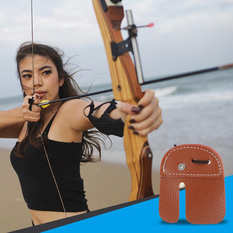 PATIKIL Archery Fingerprints Leather Archery Finger Protection Protection Equipment Brown
