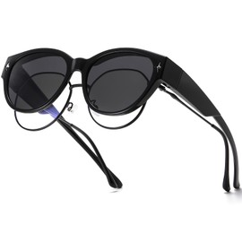 Jiaanle Slip-on sunglasses for normal glasses, women's polarised sunglasses for people who wear glasses (unisex), Black-s