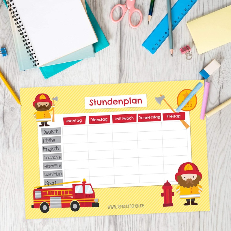 Papierdrachen Timetable DIN A4 Pad – Monster Design – Writeable