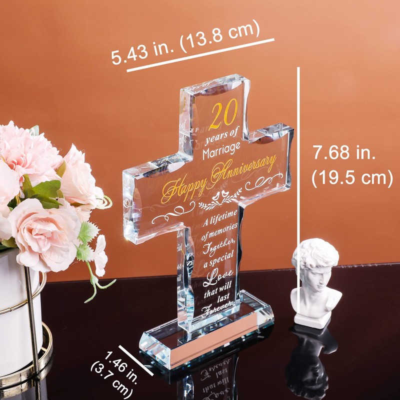 YWHL 20th Anniversary Religious Gifts for Couple, Laser Engraved Glass