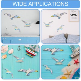 MBAIYO Wooden Seagull Wall Decoration, Pack of 3 Beach Wall Decor, Wall Art, Wooden Seagull Decoration, Beach Decorations with Seagull Motifs, Beach Seagull Decor, Coastal Decor, Vintage Wooden