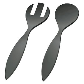 Magu Natur-Design Salad Servers Anthracite Approx. 26 cm Made from a Polymer Made of Natural Materials Salad Spoon Salad Fork