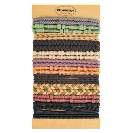 Bouiexye Boho Hair Ties Bracelets for Women, 24PCS Hair Tie Bracelets 6 Styles Boho Hair Accessories 10 Colors Hair Ties No Damage for Thick Hair