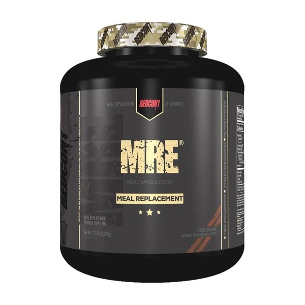 REDCON1 MRE Meal Replacement Supplement, Fudge Brownie - Whole Food Protein + Carbohydrate Blend with No Whey for Post Workout Fuel - Natural Protein Powder with MCT Oil + Amino Acids (7 lbs)