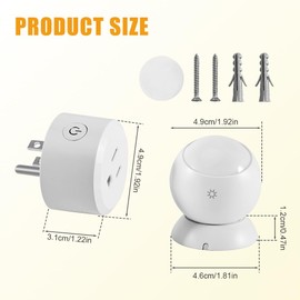 ASOFTY 2 Pack Motion Sensor Switch with Outlet, PIR Wireless Motion Sensor Switch, Adjustable Sensitivity, IP54 Waterproof Wireless Motion Detector with Plug for Lights and Devices for Indoor/Outdoor