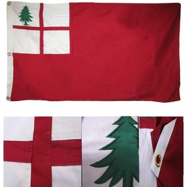 AES 3X5 Embroidered Sewn 1st New England 100% Cotton 3'x5' Flag Grommets Fade Resistant Double Stitched Premium Penant House Banner Grommets